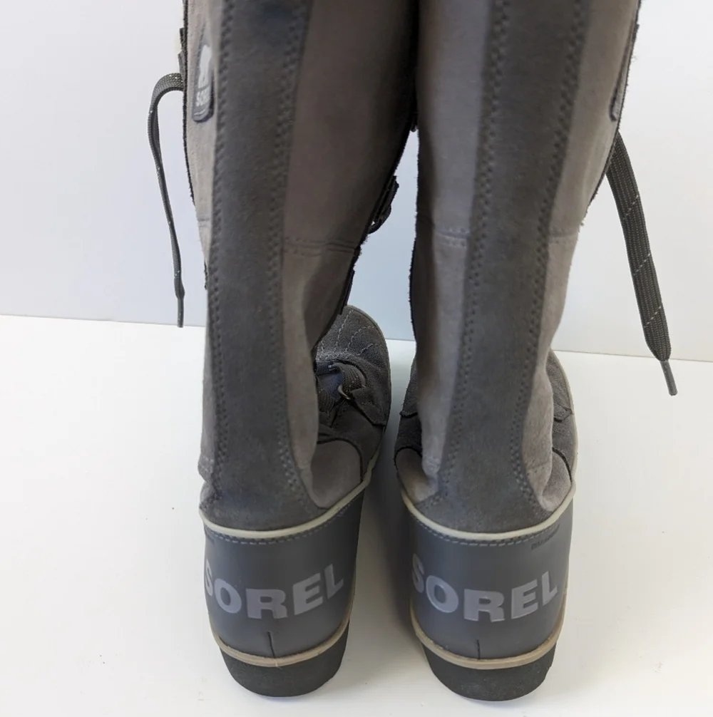 SOREL Tivoli II High Women's Winter Carnival Boots - Grey Faux Fur Trim - Size 6 - Picture 7 of 11